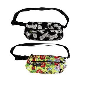 Lot Of 2 Maui Island Small Waist Packs Cartoon Colorful B&W Pineapple Hawaiian